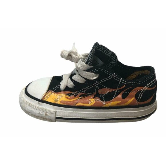 Converse One Star Sneaker Infant Toddler 5 Chuck Taylors Orange Flames Low Top - Picture 6 of 11